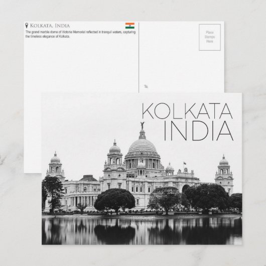 Carte postale de voyage à Kolkata, Inde (Devant / Derrière)