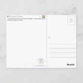 Carte postale de voyage à Kolkata, Inde (Dos)