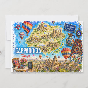 Carte postale de voyage à l'aquarelle Cappadoce Tu