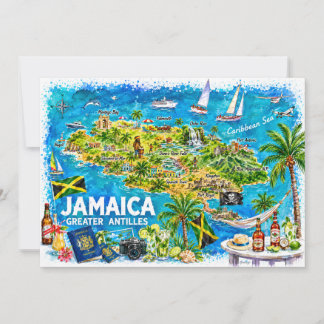 Carte postale de voyage à l'aquarelle de Jamaïque