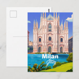 Carte postale de voyage à Milan Italie, Art de voy