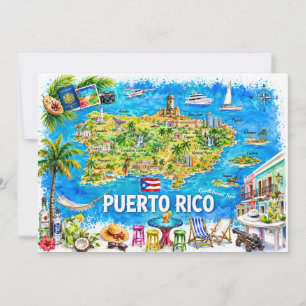 Carte postale de voyage à Porto Rico en aquarelle