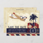 Carte postale de voyage aérien vintage (Devant / Derrière)