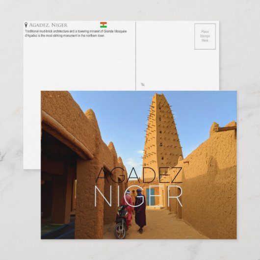 Carte postale de voyage Agadez, Niger (Devant / Derrière)