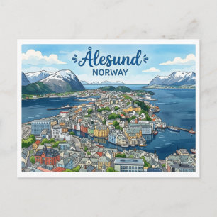 Carte postale de voyage Ålesund Norvège