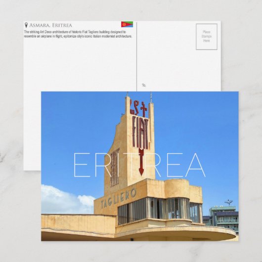 Carte postale de voyage Asmara, Érythrée (Devant / Derrière)