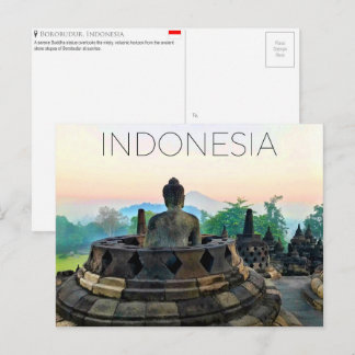 Carte postale de voyage Borobudur, Indonésie
