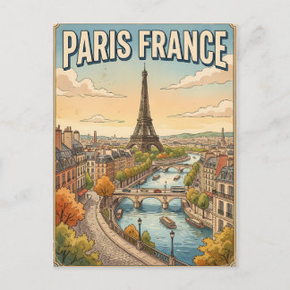 Carte postale de voyage d'anime vintage Paris Fran