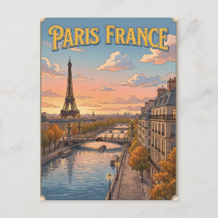 Carte postale de voyage d'anime vintage Paris Fran