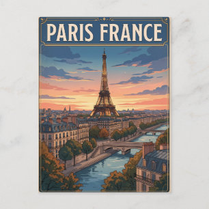 Carte postale de voyage d'anime vintage Paris Fran