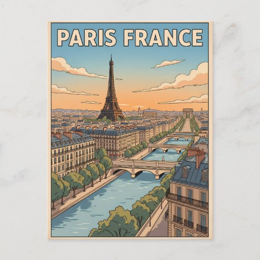 Carte postale de voyage d'anime vintage Paris Fran (Devant)