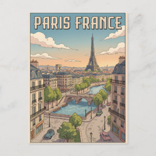 Carte postale de voyage d'anime vintage Paris Fran