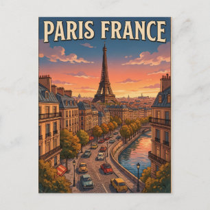 Carte postale de voyage d'anime vintage Paris Fran