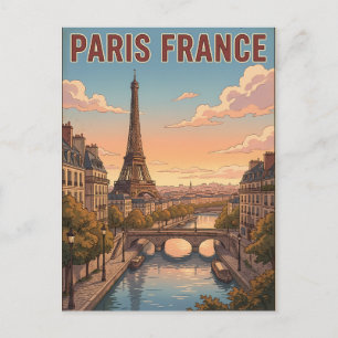 Carte postale de voyage d'anime vintage Paris Fran