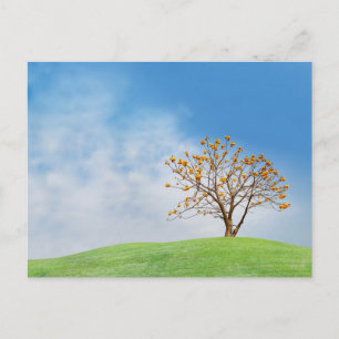 Carte postale de voyage d'arbre coloré élégant