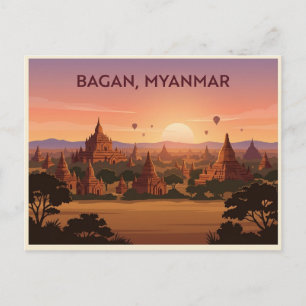 Carte postale de voyage de Bagan Myanmar au couche