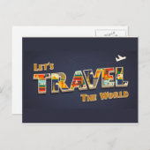 Carte postale de voyage de lettres colorées (Devant / Derrière)