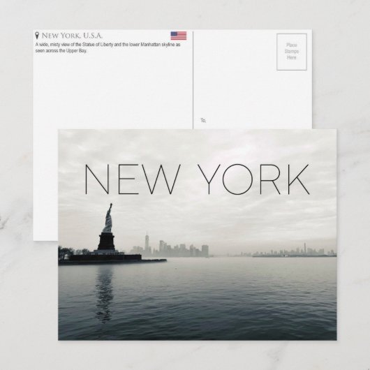 Carte postale de voyage de New York, États-Unis (Devant / Derrière)