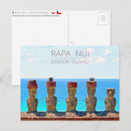 Carte postale de voyage de Rapa Nui / Île de Pâque (Devant / Derrière)