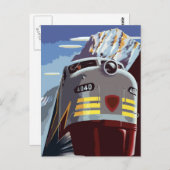 Carte postale de voyage de train rétro (Devant / Derrière)