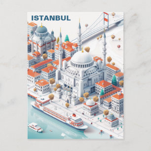 Carte postale de voyage d'Istanbul isométrique