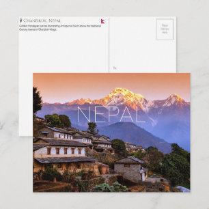 Carte postale de voyage du village de Ghandruk, Né