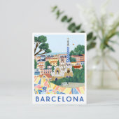 Carte postale de voyage illustrée de Barcelone Esp (Debout devant)