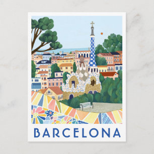 Carte postale de voyage illustrée de Barcelone Esp