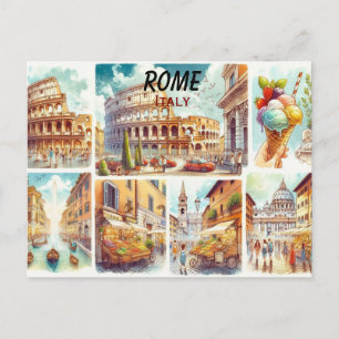 Carte postale de voyage illustrée de Rome Italie