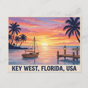 Carte postale de voyage Key West Floride Coucher d