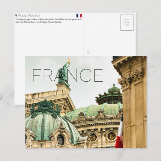 Carte postale de voyage : Palais Garnier, Paris, F (Devant / Derrière)