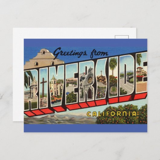 Carte postale de voyage Riverside Ca. (Devant / Derrière)
