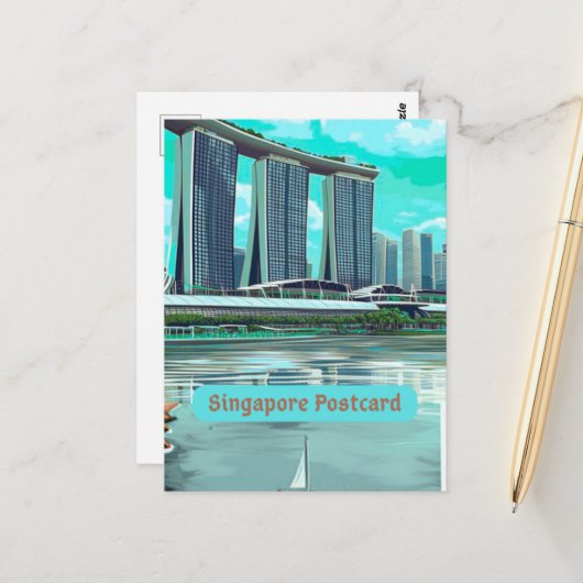 Carte postale de voyage Singapour, Singapour Skyli (Devant/Arrière en situation)