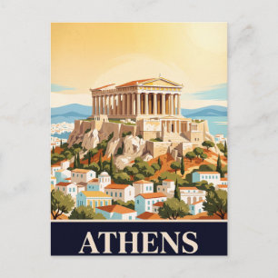 Carte postale de voyage vintage Athènes