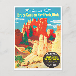 Carte postale de voyage vintage Bryce Canyon