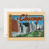 Carte postale de voyage vintage de Chicago (Devant / Derrière)