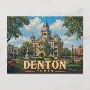 Carte postale de voyage vintage de Denton Texas