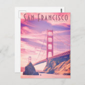 Carte postale de voyage vintage du pont Golden Gat (Devant / Derrière)