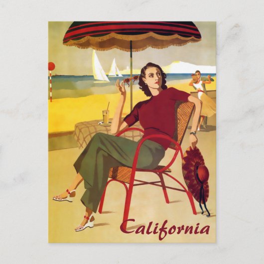Carte postale de voyage vintage en Californie (Devant)