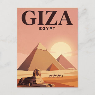 Carte postale de voyage vintage Gizeh, Égypte