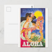Carte postale de voyage vintage Hawaï, Aloha! (Devant / Derrière)