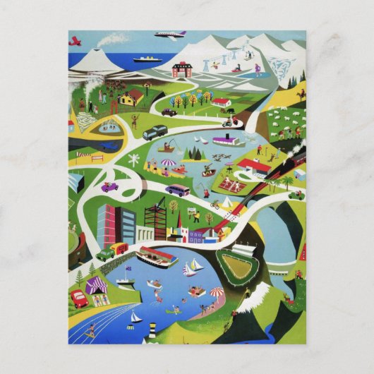 Carte postale de voyage vintage mignonne de Nouvel (Devant)