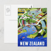 Carte postale de voyage Vintage Nouvelle-Zélande (Devant / Derrière)