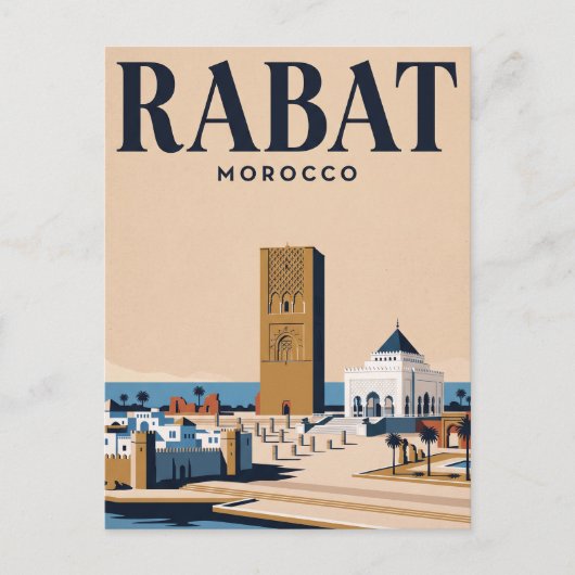 Carte postale de voyage vintage | Rabat, Maroc (Devant)