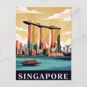 Carte postale de voyage vintage Singapour