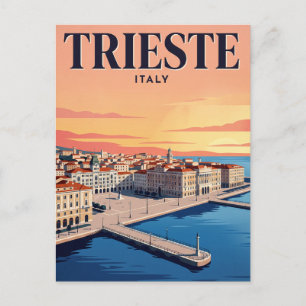 Carte postale de voyage vintage Trieste, Italie