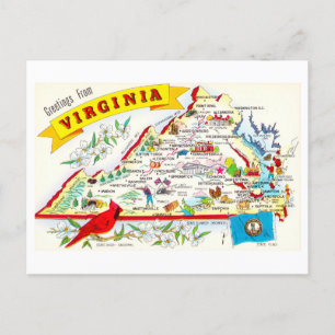 Carte postale de voyage Vintage Virginie