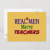 Carte Postale De vrais hommes marient des enseignants (Devant / Derrière)