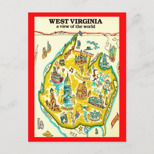Carte postale de West Virginia World View (Devant)
