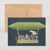 Carte postale de Zepplin de lapin de Pâques (Devant / Derrière)
